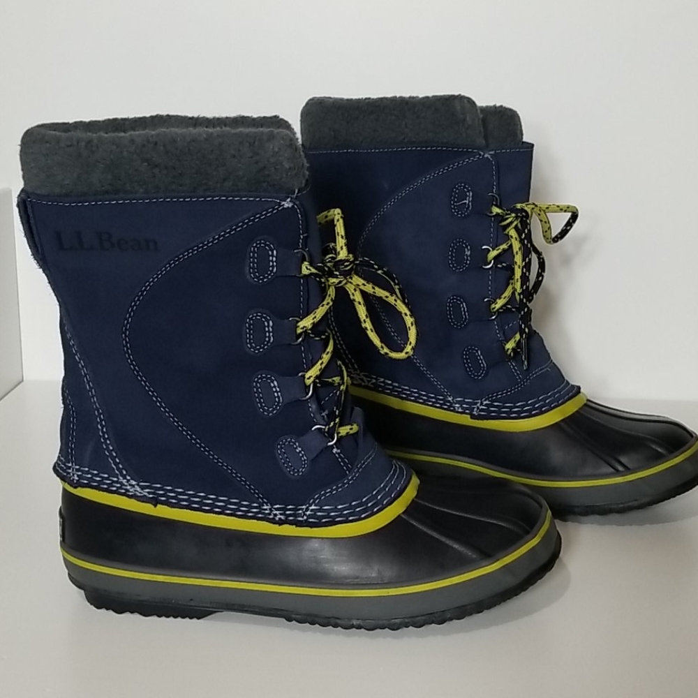 L.L. Bean Insulated Duck Boots Leather, Blue, Women's 8 (Kids 6)